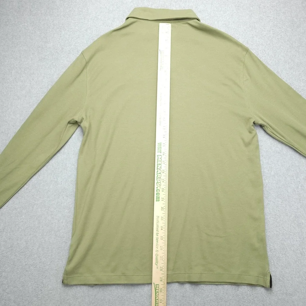 Banana Republic Polo Shirt Mens L Green Solid Cotton Long Sleeve Luxe Touch Top